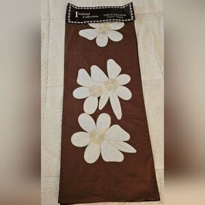 NEW Brown Floral Table Runner 14" x 72"